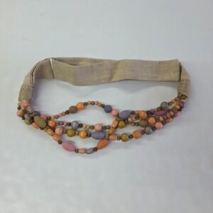 Carolyn‎ Tanner Beaded Belt Womens One Size Tan Multi Color Boho Adjustable